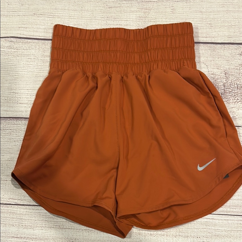 Nike Women's Orange High-Waisted Shorts